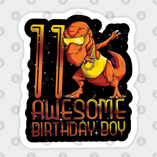 Kids 11th Birthday Dinosaur 11 Year Old Awesome Since Gifts Boy Sticker by The Design Catalyst